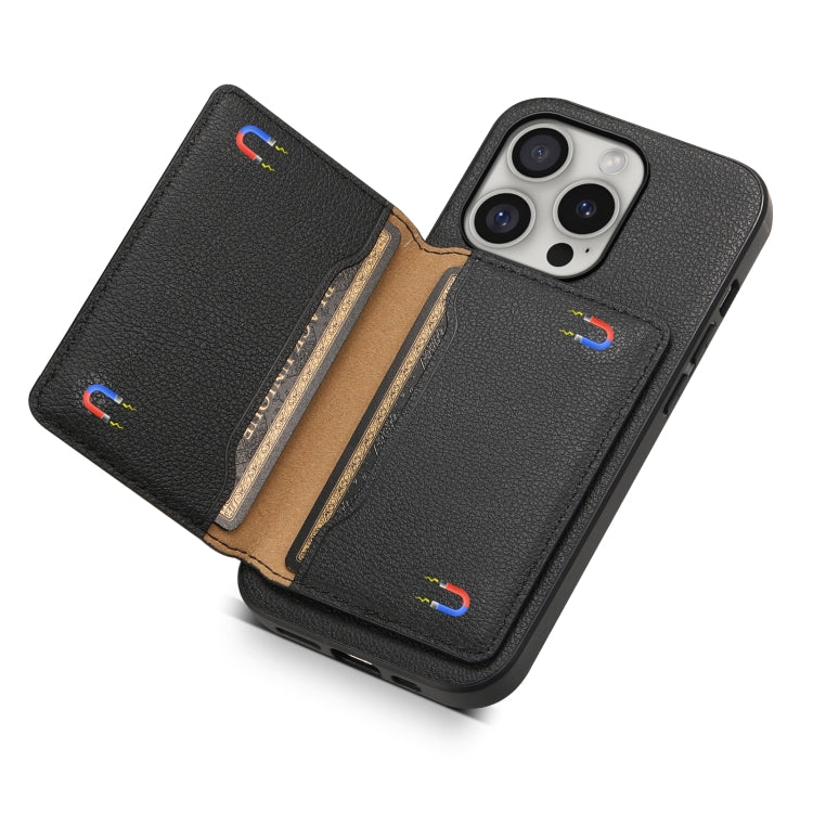 For iPhone 16 Pro Max Calf Texture Card Bag Design Full Coverage Phone Case
