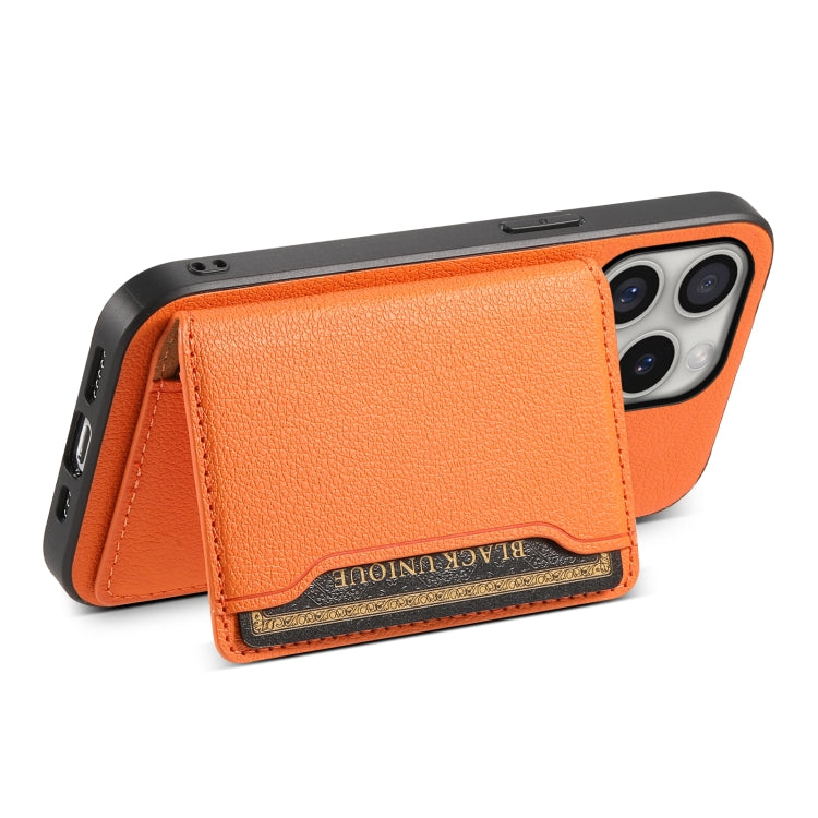 For iPhone 16 Pro Max Calf Texture Card Bag Design Full Coverage Phone Case