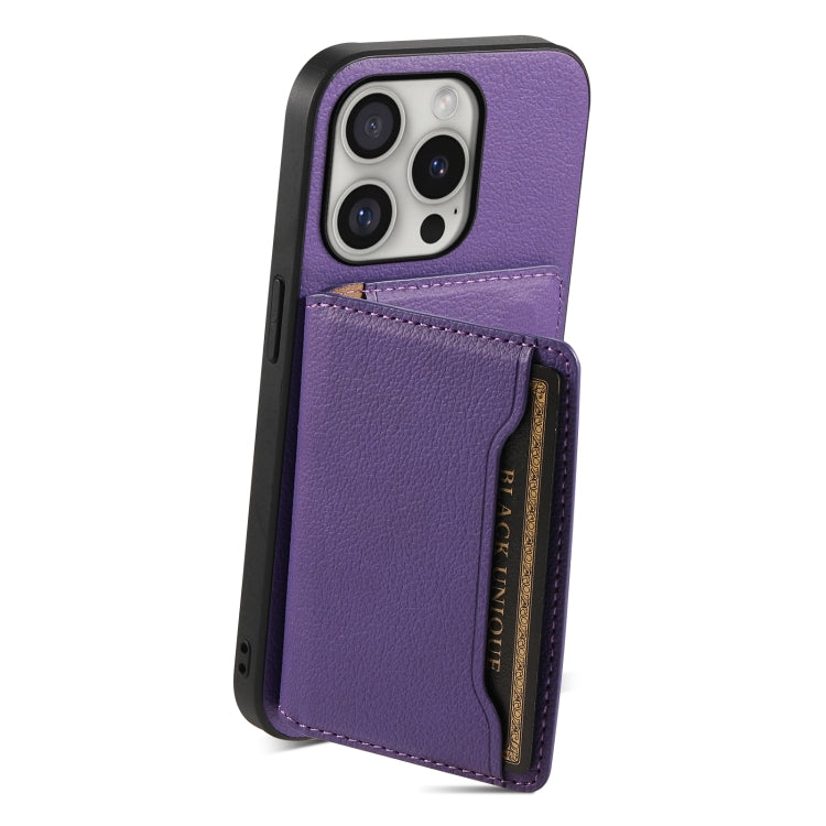 For iPhone 16 Pro Max Calf Texture Card Bag Design Full Coverage Phone Case