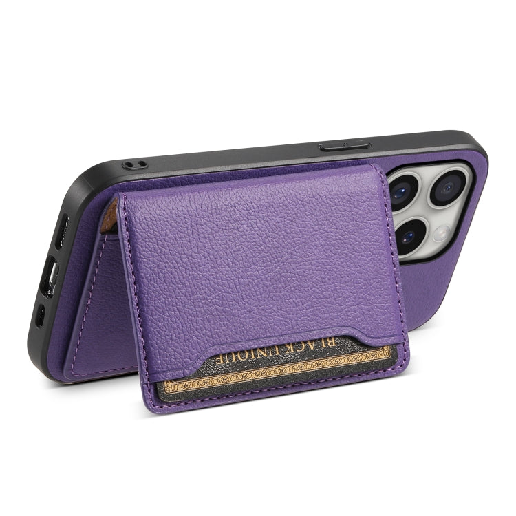 For iPhone 16 Pro Max Calf Texture Card Bag Design Full Coverage Phone Case