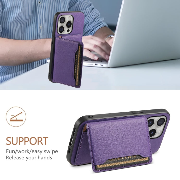 For iPhone 16 Pro Max Calf Texture Card Bag Design Full Coverage Phone Case