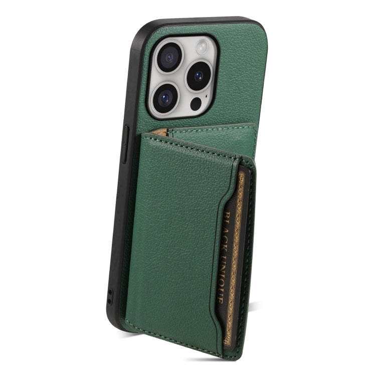 For iPhone 16 Pro Max Calf Texture Card Bag Design Full Coverage Phone Case