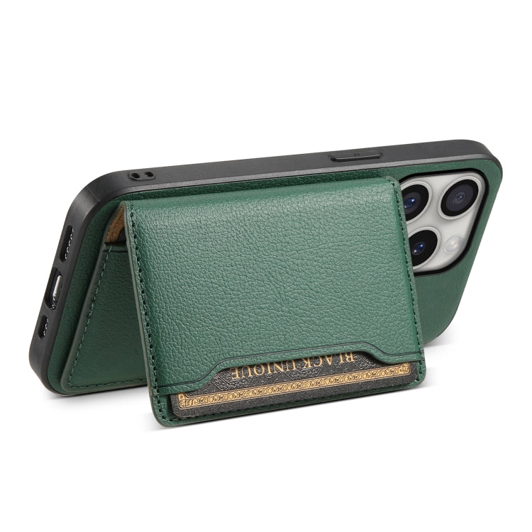 For iPhone 16 Pro Max Calf Texture Card Bag Design Full Coverage Phone Case