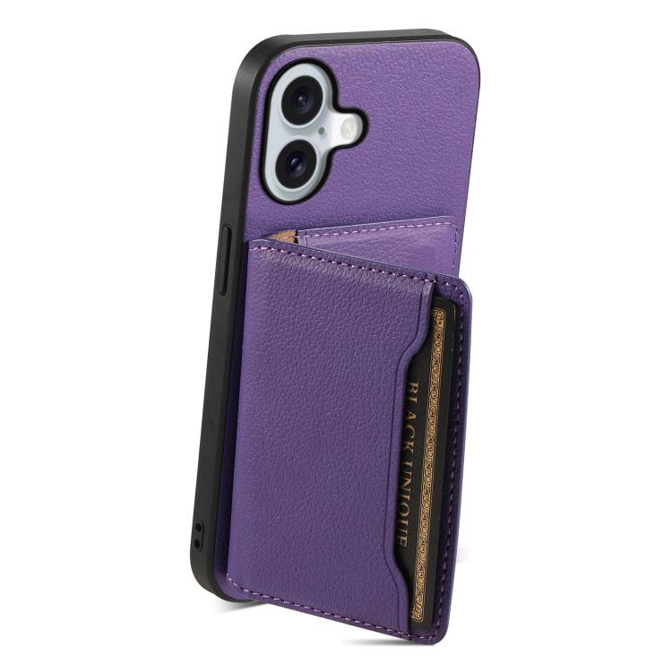For iPhone 17 Calf Texture Card Bag Design Full Coverage Phone Case