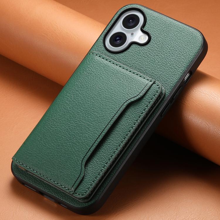 For iPhone 17 Calf Texture Card Bag Design Full Coverage Phone Case