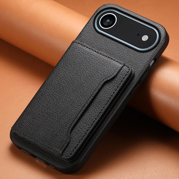For iPhone Air Calf Texture Card Bag Design Full Coverage Phone Case