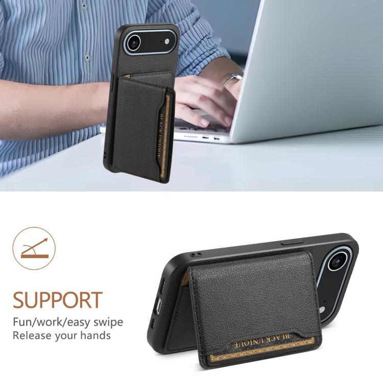 For iPhone Air Calf Texture Card Bag Design Full Coverage Phone Case