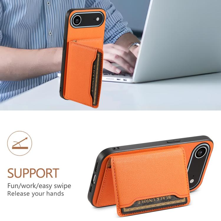 For iPhone Air Calf Texture Card Bag Design Full Coverage Phone Case