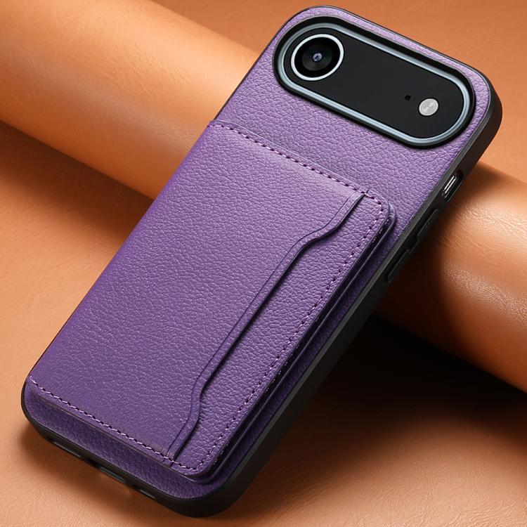 For iPhone Air Calf Texture Card Bag Design Full Coverage Phone Case