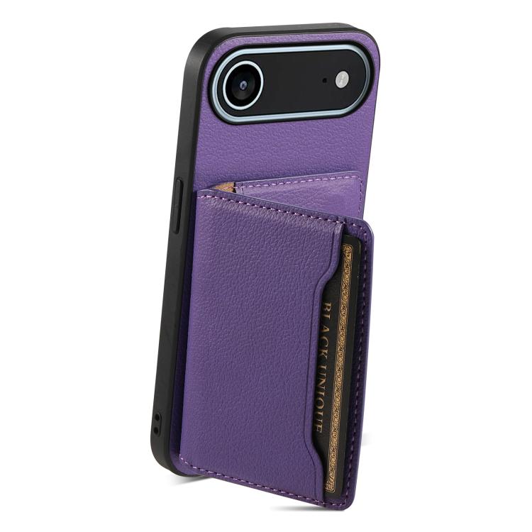 For iPhone Air Calf Texture Card Bag Design Full Coverage Phone Case