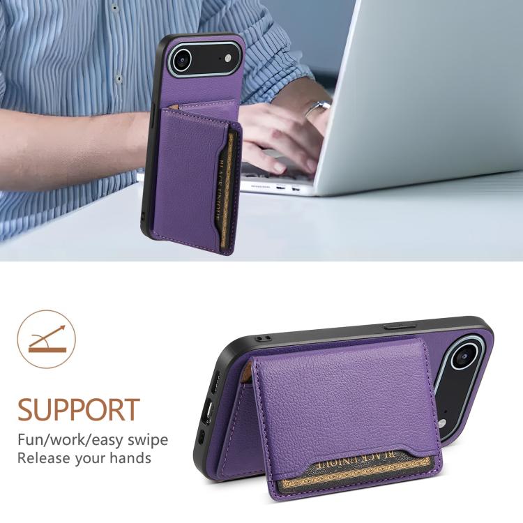 For iPhone Air Calf Texture Card Bag Design Full Coverage Phone Case