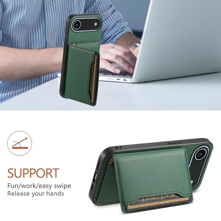 For iPhone Air Calf Texture Card Bag Design Full Coverage Phone Case