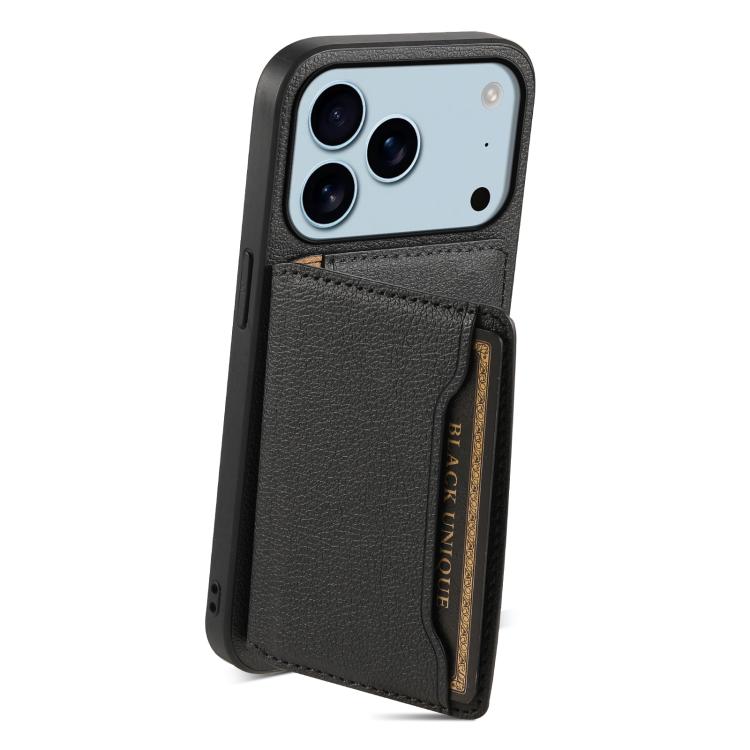 For iPhone 17 Pro Calf Texture Card Bag Design Full Coverage Phone Case