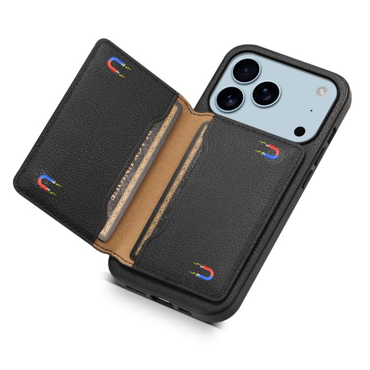 For iPhone 17 Pro Calf Texture Card Bag Design Full Coverage Phone Case