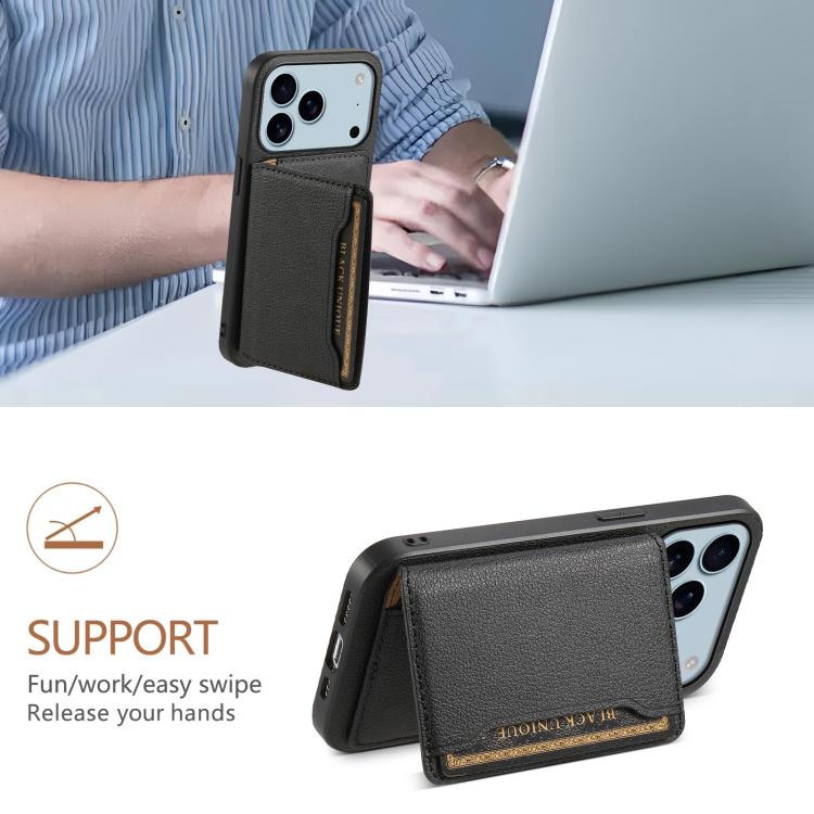 For iPhone 17 Pro Calf Texture Card Bag Design Full Coverage Phone Case
