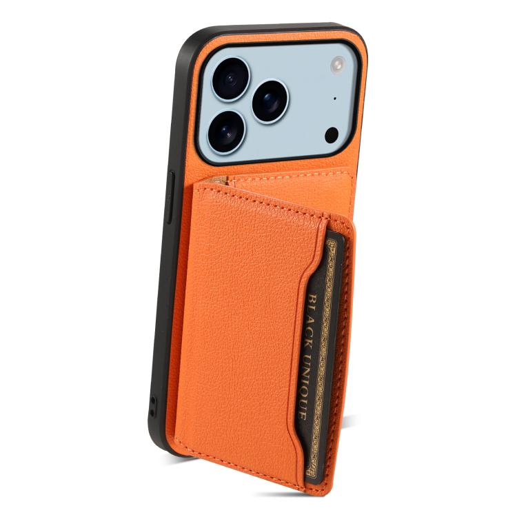 For iPhone 17 Pro Calf Texture Card Bag Design Full Coverage Phone Case