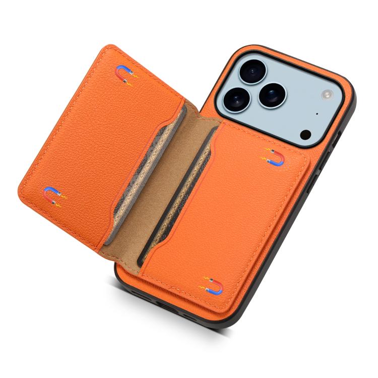 For iPhone 17 Pro Calf Texture Card Bag Design Full Coverage Phone Case