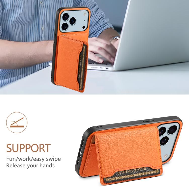 For iPhone 17 Pro Calf Texture Card Bag Design Full Coverage Phone Case