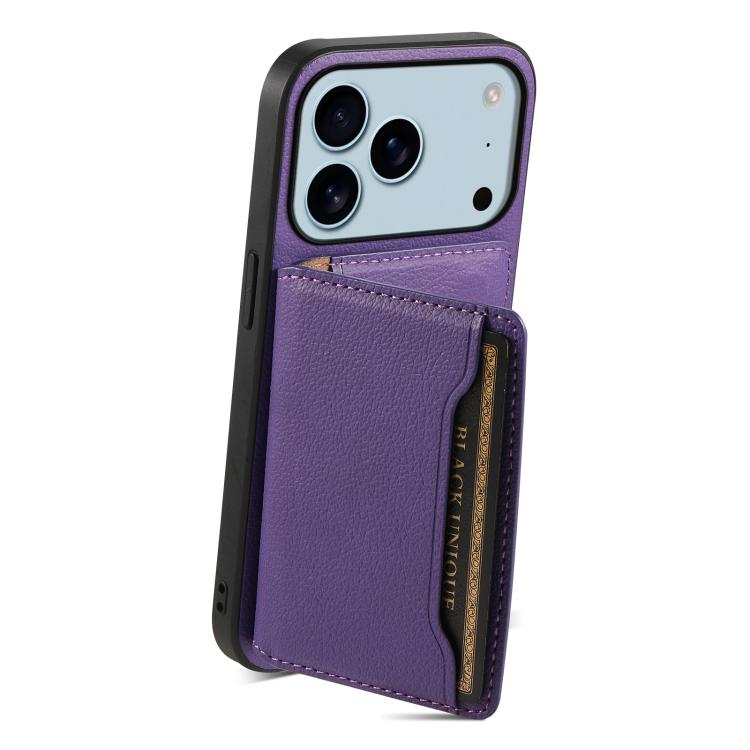 For iPhone 17 Pro Calf Texture Card Bag Design Full Coverage Phone Case