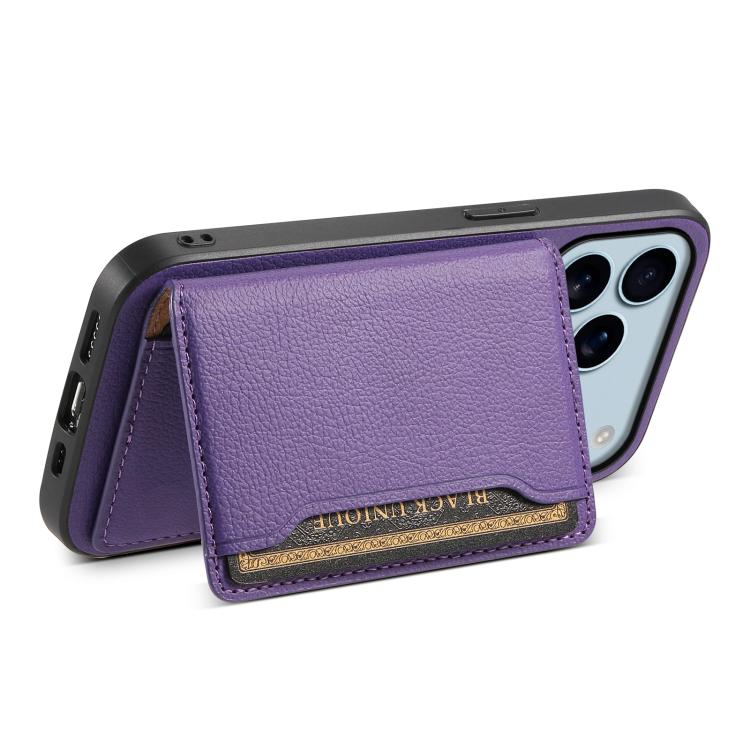 For iPhone 17 Pro Calf Texture Card Bag Design Full Coverage Phone Case