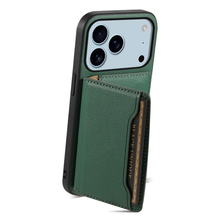 For iPhone 17 Pro Calf Texture Card Bag Design Full Coverage Phone Case