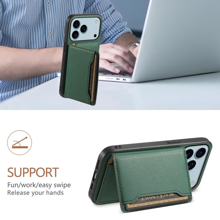 For iPhone 17 Pro Calf Texture Card Bag Design Full Coverage Phone Case
