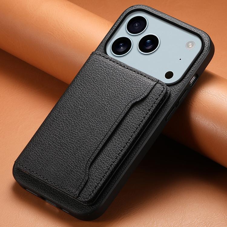 For iPhone 17 Pro Max Calf Texture Card Bag Design Full Coverage Phone Case