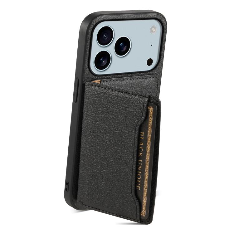 For iPhone 17 Pro Max Calf Texture Card Bag Design Full Coverage Phone Case