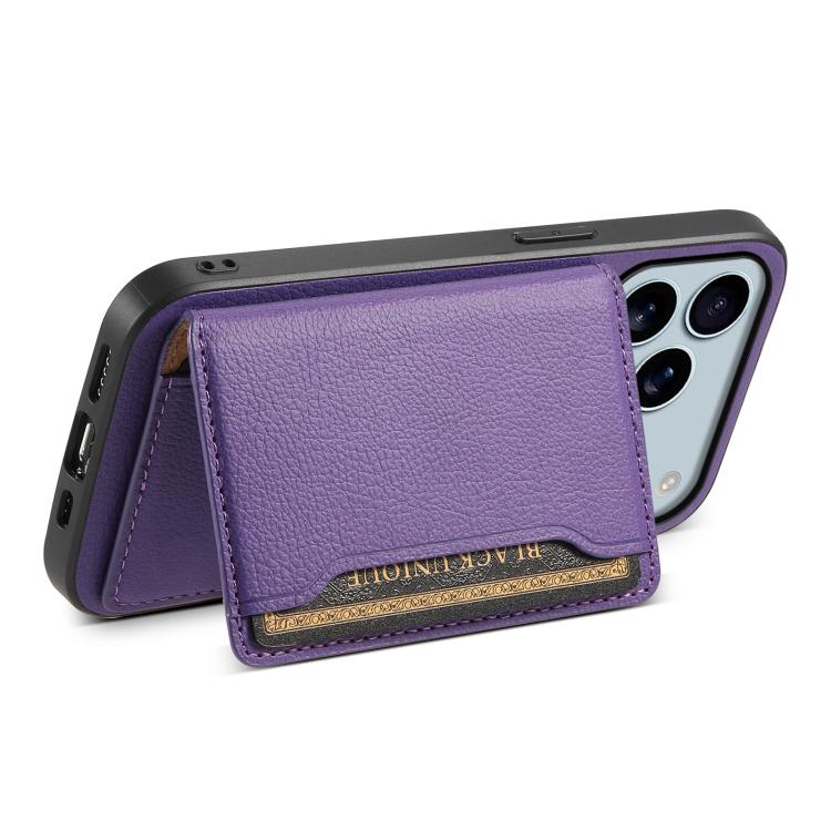 For iPhone 17 Pro Max Calf Texture Card Bag Design Full Coverage Phone Case