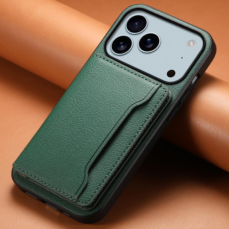 For iPhone 17 Pro Max Calf Texture Card Bag Design Full Coverage Phone Case