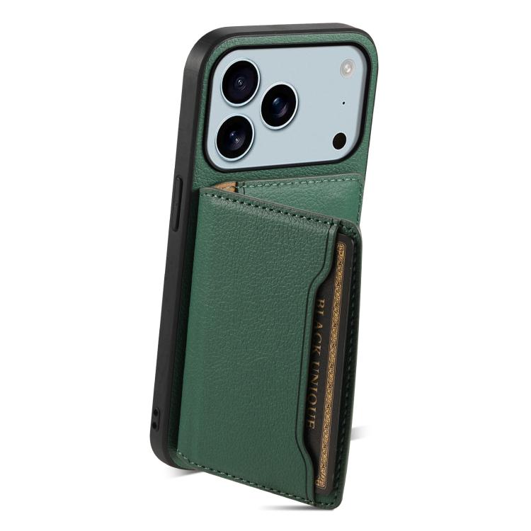 For iPhone 17 Pro Max Calf Texture Card Bag Design Full Coverage Phone Case