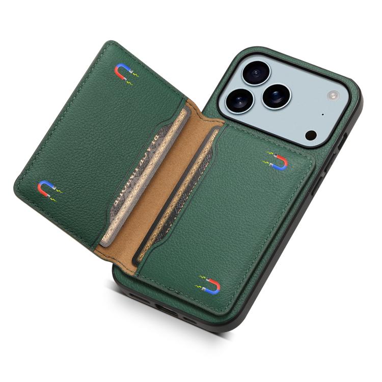 For iPhone 17 Pro Max Calf Texture Card Bag Design Full Coverage Phone Case