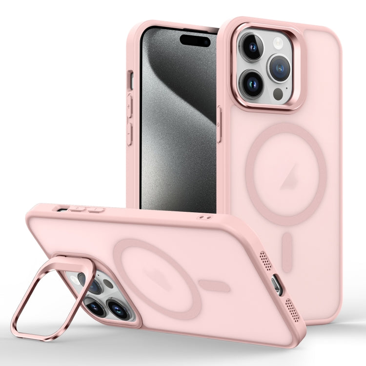 For iPhone 15 Pro Max Skin Feel Lens Holder Magsafe Phone Case