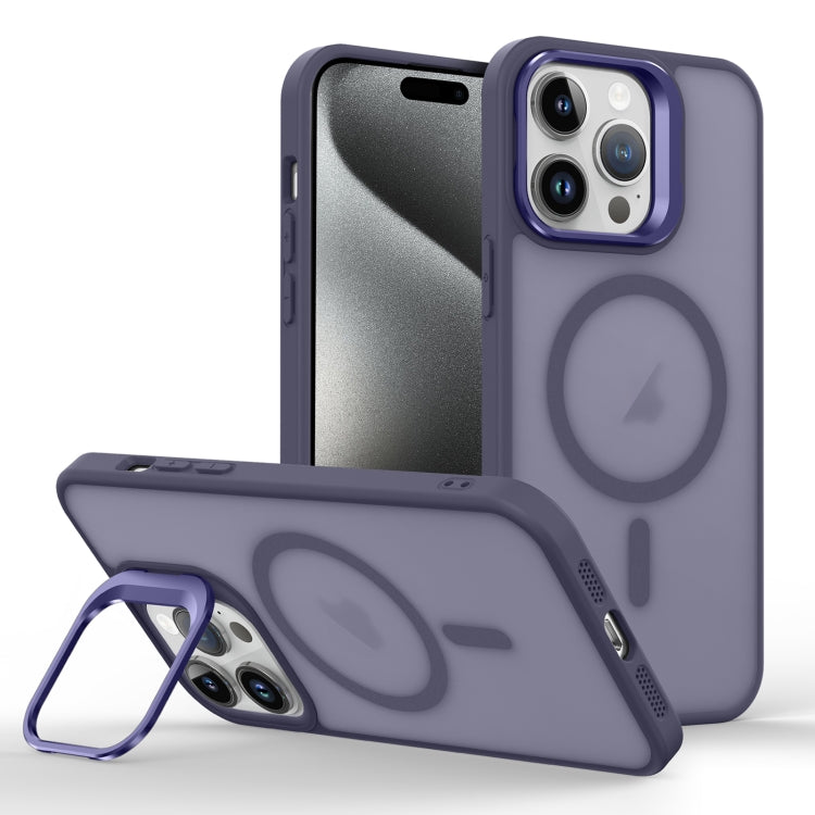 For iPhone 15 Pro Max Skin Feel Lens Holder Magsafe Phone Case
