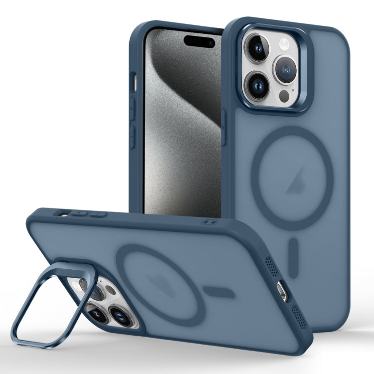 For iPhone 15 Pro Max Skin Feel Lens Holder Magsafe Phone Case