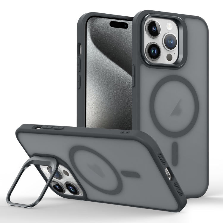 For iPhone 15 Pro Max Skin Feel Lens Holder Magsafe Phone Case