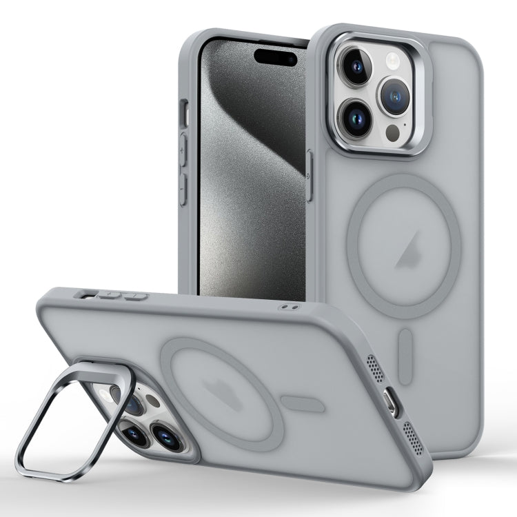 For iPhone 15 Pro Skin Feel Lens Holder Magsafe Phone Case