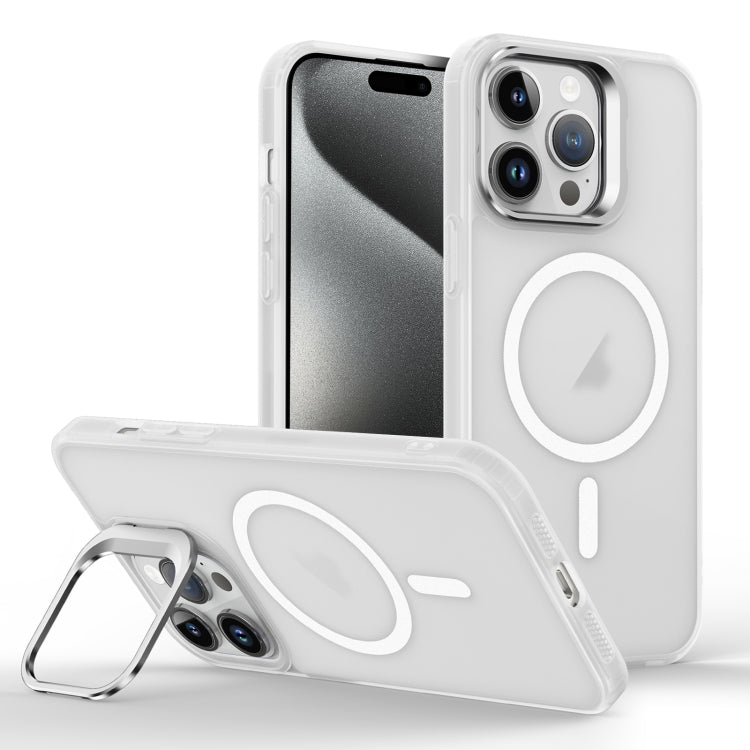 For iPhone 15 Pro Skin Feel Lens Holder Magsafe Phone Case