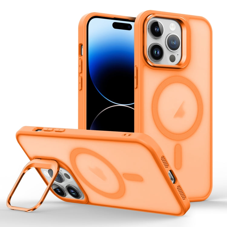 For iPhone 14 Pro Skin Feel Lens Holder Magsafe Phone Case