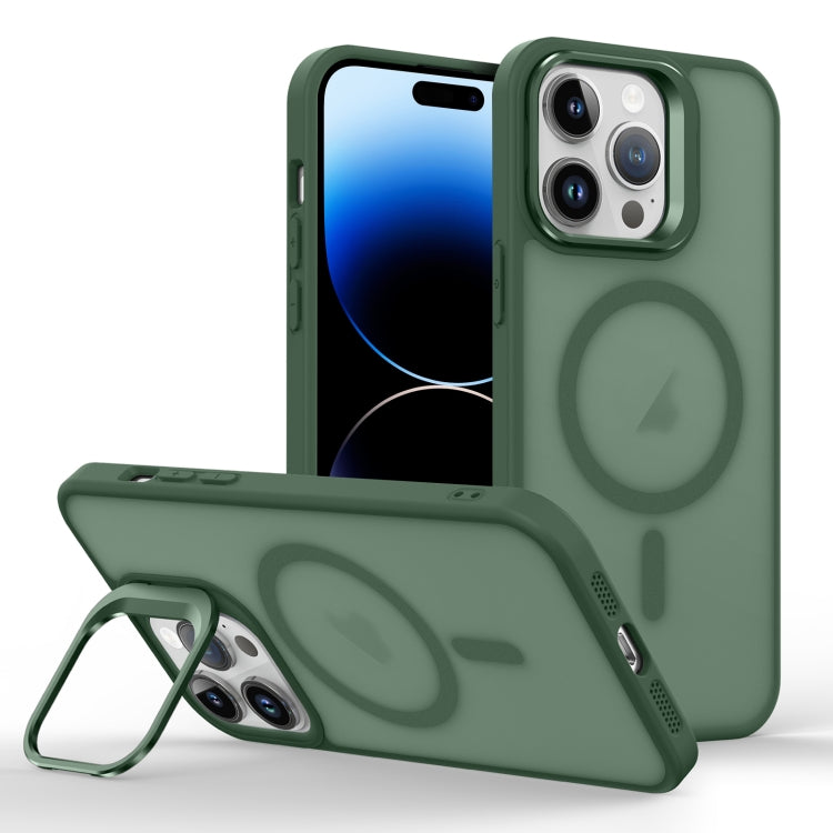 For iPhone 14 Pro Skin Feel Lens Holder Magsafe Phone Case
