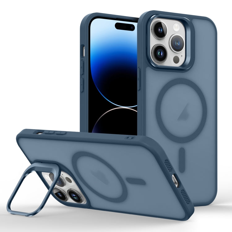 For iPhone 14 Pro Max Skin Feel Lens Holder Magsafe Phone Case