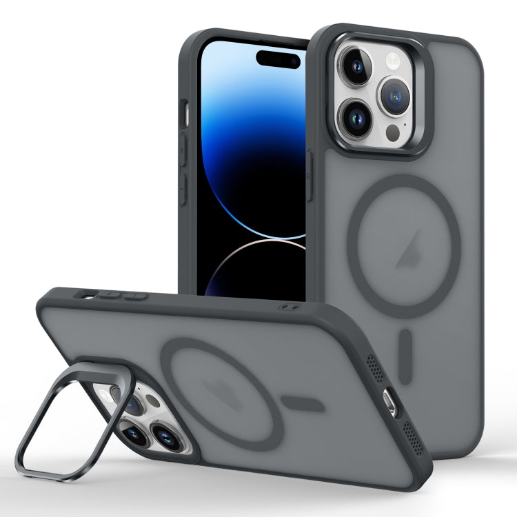 For iPhone 14 Pro Max Skin Feel Lens Holder Magsafe Phone Case