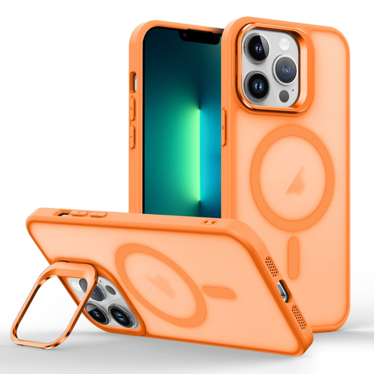 For iPhone 13 Pro Max Skin Feel Lens Holder Magsafe Phone Case