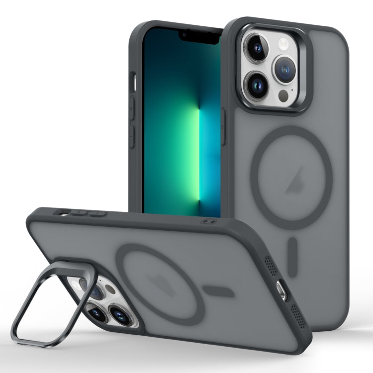 For iPhone 13 Pro Max Skin Feel Lens Holder Magsafe Phone Case