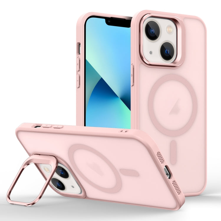 For iPhone 13 Skin Feel Lens Holder Magsafe Phone Case