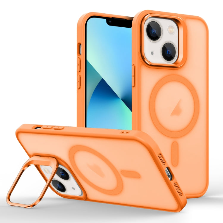 For iPhone 13 Skin Feel Lens Holder Magsafe Phone Case