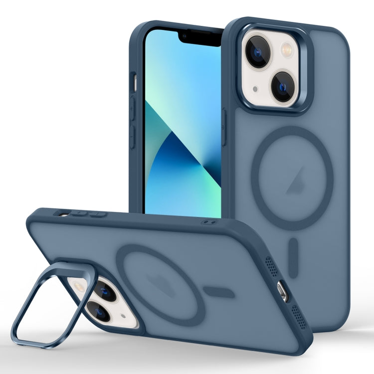 For iPhone 13 Skin Feel Lens Holder Magsafe Phone Case