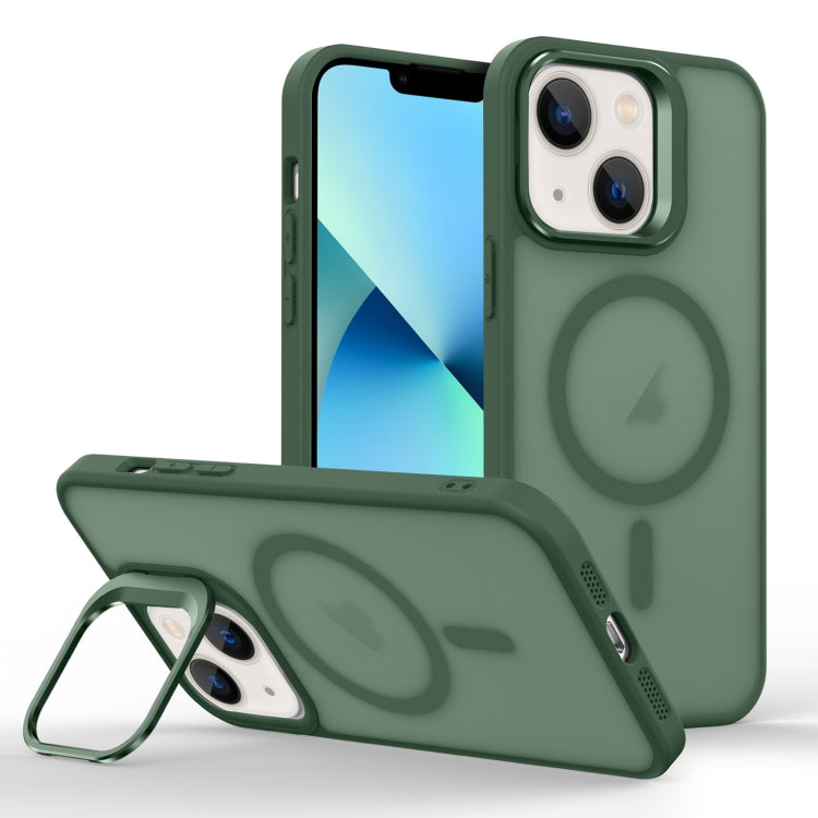 For iPhone 13 mini Skin Feel Lens Holder Magsafe Phone Case