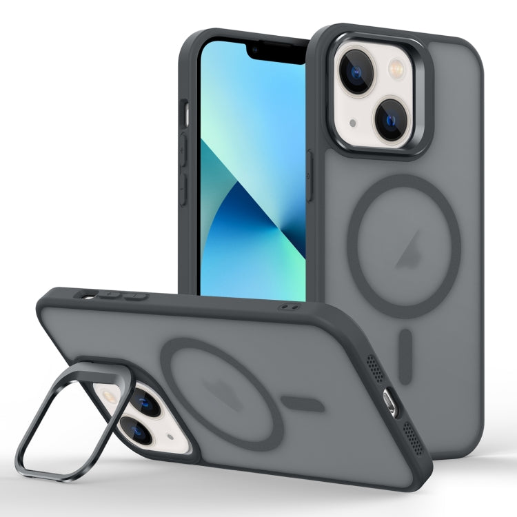 For iPhone 13 mini Skin Feel Lens Holder Magsafe Phone Case