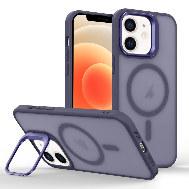 For iPhone 12 Skin Feel Lens Holder Magsafe Phone Case